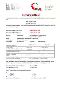 QUIK-Rezertifizierung Kanalsanierungssystem